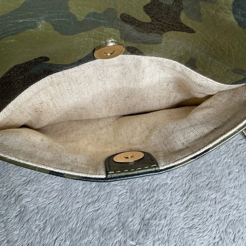 Mark & Graham Camo Leather Crossbody Bag Green Black Gold Accents Purse